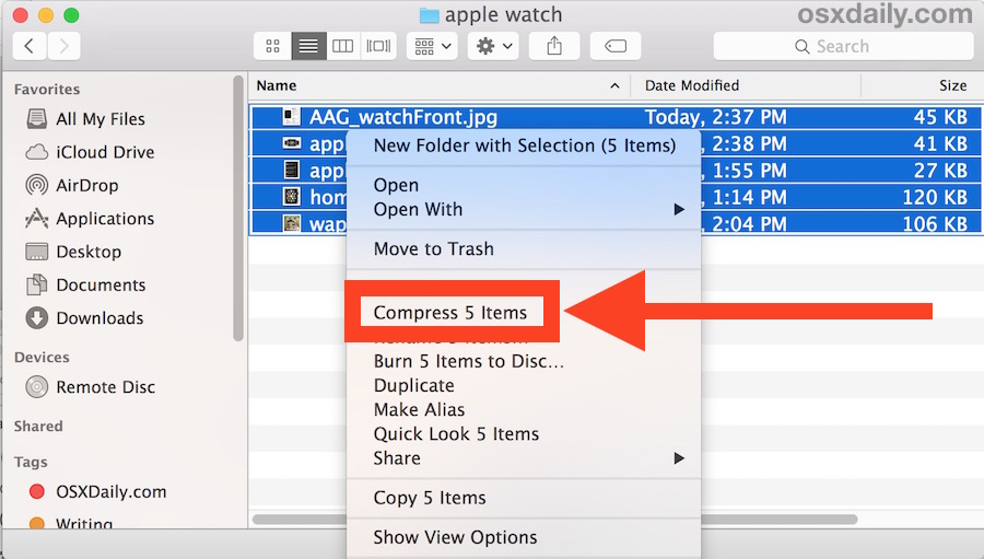 compress largefiles on mac for email